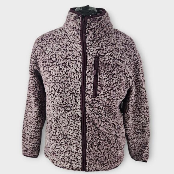 Pink Victoria's Secret Jacket Women's M Frosted Plum Sherpa Full-Zip Mock Neck - Picture 1 of 7